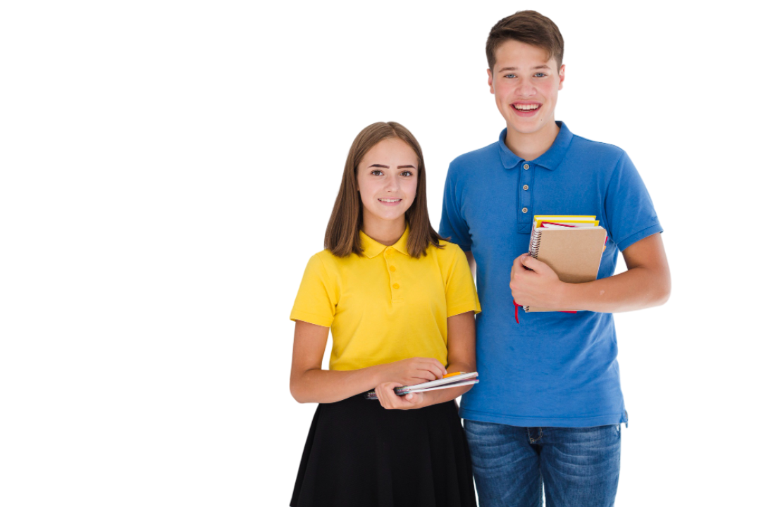 Students with books